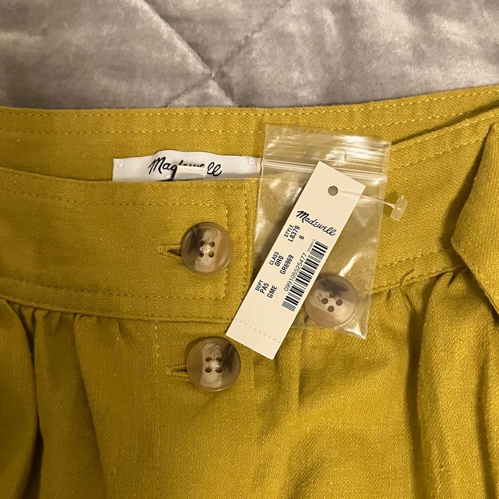 Madewell Tie Palisade Button Front Midi Skirt in Linen-Cotton Size 6 - Picture 9 of 9